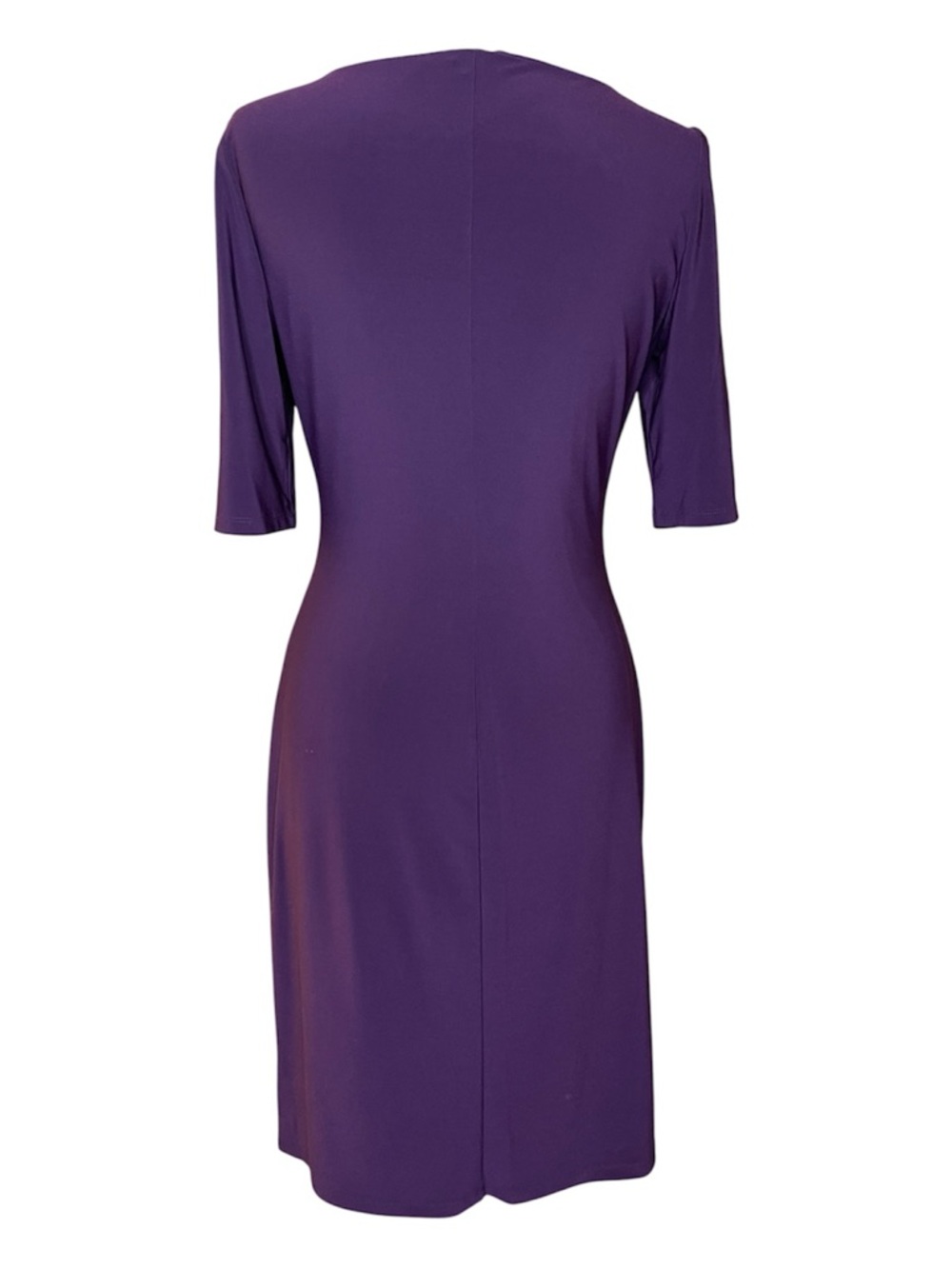 Ralph Lauren Deep Purple Cowl Neck Ruched Midi Dress Sz 10 - Picture 3 of 6